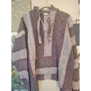 Small grey Baja poncho hoodie gently use